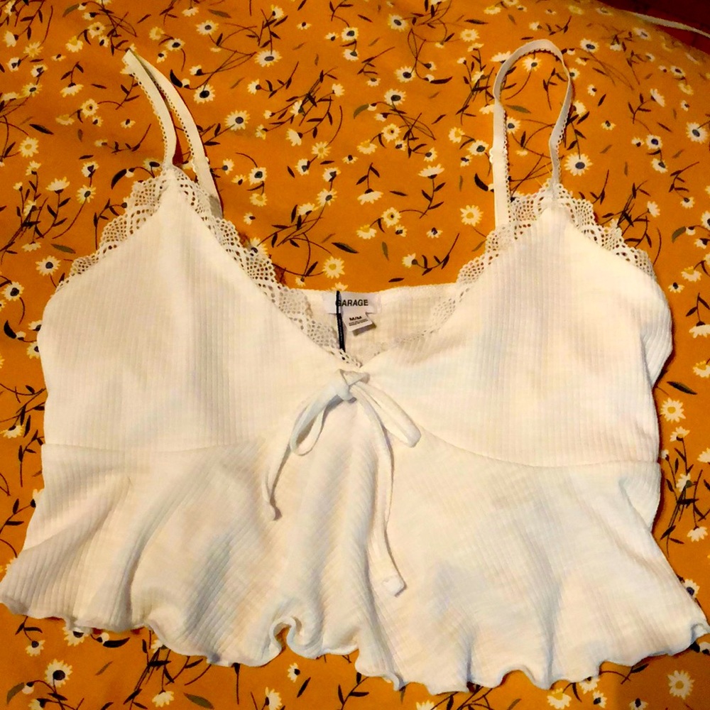 Lace Trim Babydoll Brami Crop Top